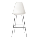 The white shell Eames Molded Plastic Bar Height Stool from Herman Miller with the trivalent chrome base.