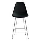 The black shell Eames Molded Plastic Counter Height Stool from Herman Miller with the trivalent chrome base.