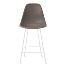 The cocoa shell Eames Molded Plastic Counter Height Stool from Herman Miller with the white base.