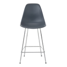 The medium gray shell Eames Molded Plastic Counter Height Stool from Herman Miller with the trivalent chrome base.