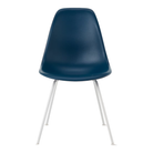 The blue green shell Eames Molded Plastic Side Chair 4-Leg Base from Herman Miller with the white base.