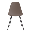 The cocoa shell Eames Molded Plastic Side Chair 4-Leg Base from Herman Miller with the black base.