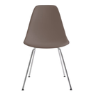 The cocoa shell Eames Molded Plastic Side Chair 4-Leg Base from Herman Miller with the trivalent chrome base.