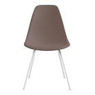 The cocoa shell Eames Molded Plastic Side Chair 4-Leg Base from Herman Miller with the white base.