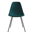 The evergreen shell Eames Molded Plastic Side Chair 4-Leg Base from Herman Miller with the black base.