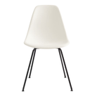 The white shell Eames Molded Plastic Side Chair 4-Leg Base from Herman Miller with the black base.
