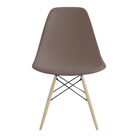 The cocoa shell Eames Molded Plastic Side Chair Dowel-Leg Base from Herman Miller with the black base and white oak legs.