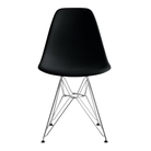 The black shell Eames Molded Plastic Side Chair Wire Base from Herman Miller with trivalent chrome base.