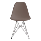 The cocoa shell Eames Molded Plastic Side Chair Wire Base from Herman Miller with trivalent chrome base.