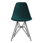 The evergreen shell Eames Molded Plastic Side Chair Wire Base from Herman Miller with black base.