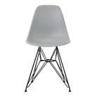 The light gray shell Eames Molded Plastic Side Chair Wire Base from Herman Miller with black base.