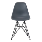 The medium gray shell Eames Molded Plastic Side Chair Wire Base from Herman Miller with black base.