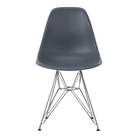 The medium gray shell Eames Molded Plastic Side Chair Wire Base from Herman Miller with trivalent chrome base.