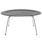 The Eames Molded Plywood Coffee Table Metal Base from Herman Miller with the ebony top and trivalent chrome base.