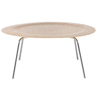 The Eames Molded Plywood Coffee Table Metal Base from Herman Miller with the white ash top and trivalent chrome base.