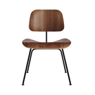 The Eames Molded Plywood Dining Chair Metal Base from Herman Miller with the santos palisander shell and black legs.
