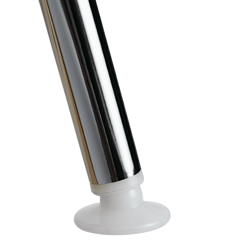 The Eames Molded Plywood Dining Chair Metal Base from Herman Miller with the santos palisander shell and trivalent chrome legs showing the floor mount.