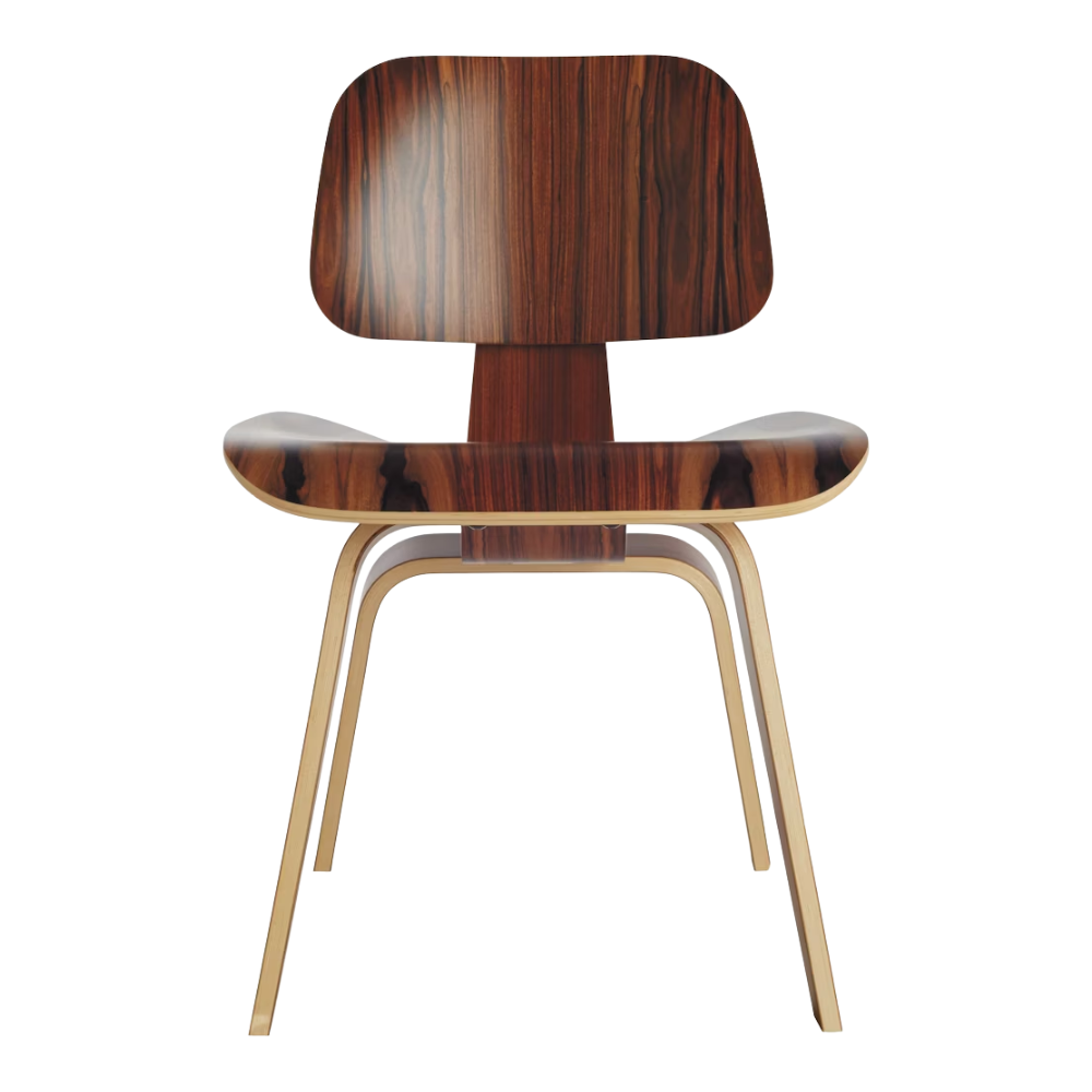The santos palisander Eames Molded Plywood Dining Chair Wood Base from Herman Miller.