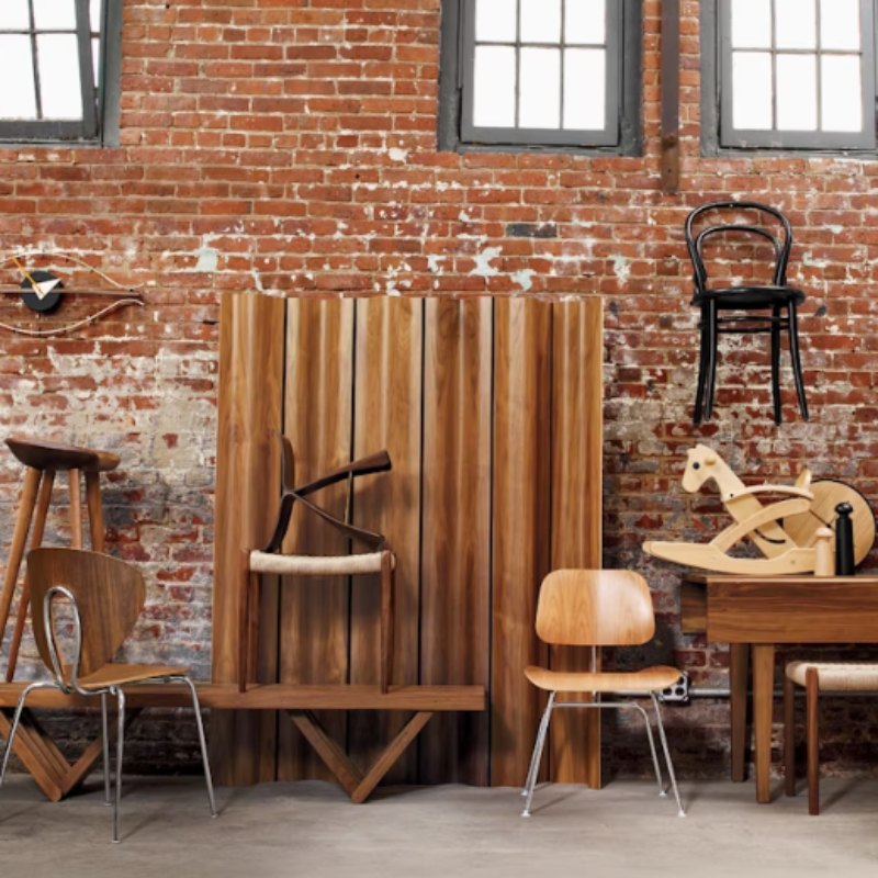 The Eames Molded Plywood Folding Screen from Herman Miller in a studio.