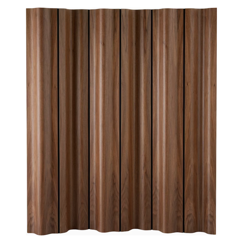 The Eames Molded Plywood Folding Screen from Herman Miller in walnut.