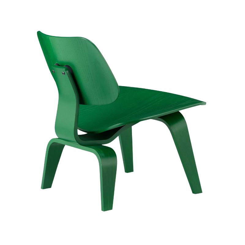 The Eames Molded Plywood Lounge Chair by Herman Miller, designed by Herman Miller x Hay back.