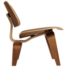 The Walnut Eames Molded Plywood Lounge Chair Wood Base from Herman Miller from the side.