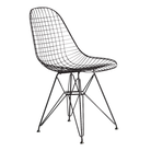 The black Eames Outdoor Wire Chair from Herman Miller from an angle.