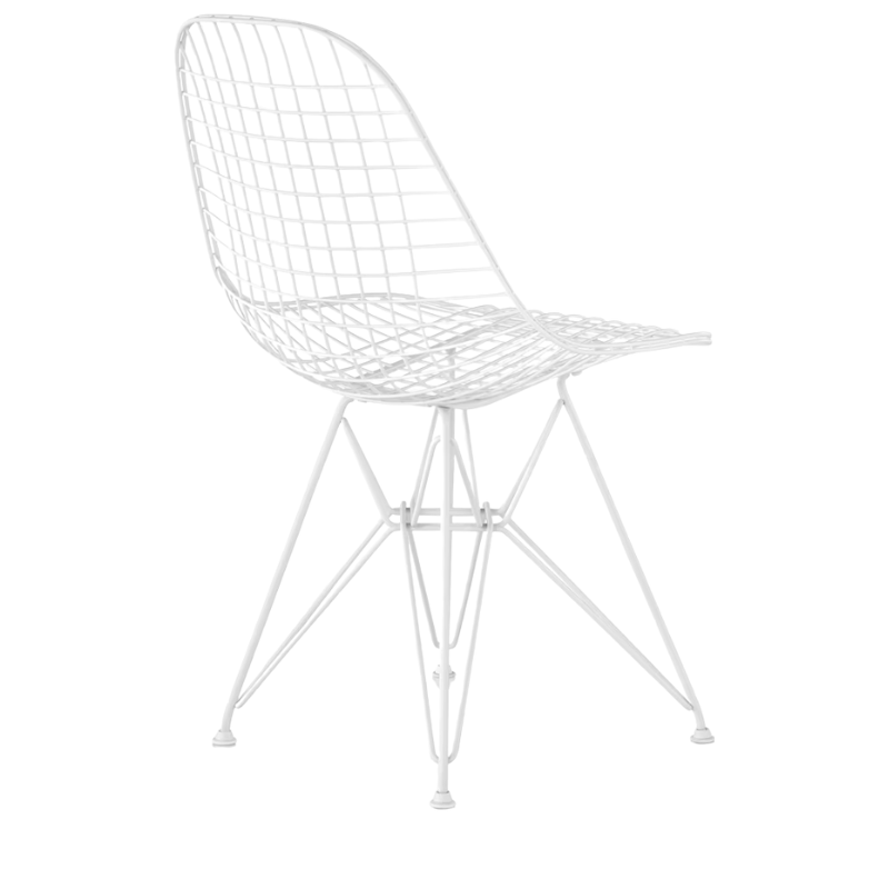 The white Eames Outdoor Wire Chair from Herman Miller from an alternate view.