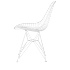 The white Eames Outdoor Wire Chair from Herman Miller from the side.