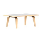 The 22 by 36 inch studio white and ash laminate Eames Rectangular Coffee Table.