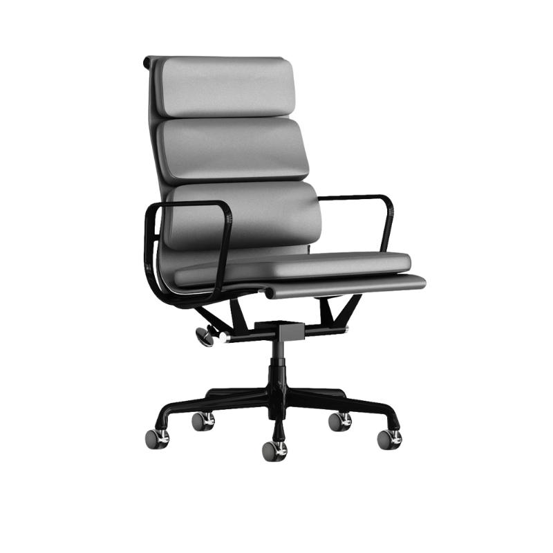 The Eames Soft Pad Executive Chair 2100 Series Leather Graphite from Herman Miller.