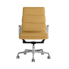 The Eames Soft Pad Executive Chair Stow Leather Forsythia from Herman Miller.