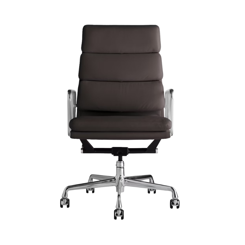 The Eames Soft Pad Executive Chair Vicenza Leather Espresso from Herman Miller.