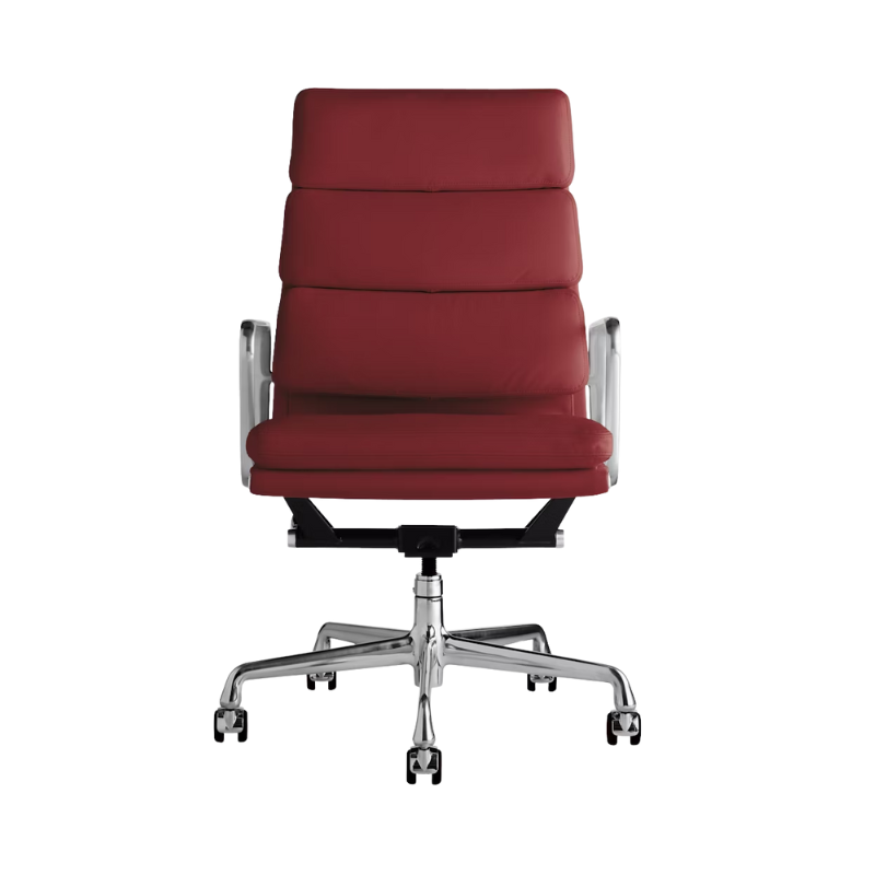 The Eames Soft Pad Executive Chair Vicenza Leather Red from Herman Miller.