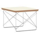 The Eames Wire Base Low Table from Herman Miller with the white laminate top and chrome base.