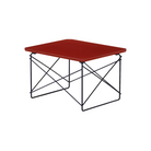 The iron red and black blue Eames Wire Base Low Table, Herman Miller x HAY from Herman Miller from an angle.