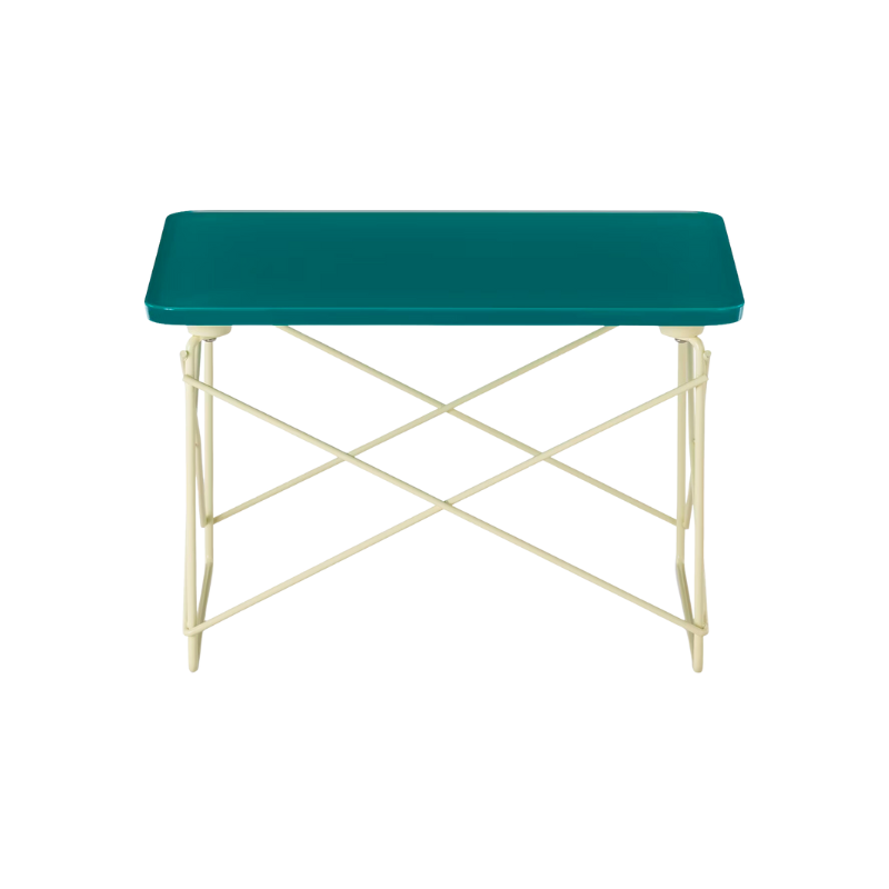 The mint green and powder yellow Eames Wire Base Low Table, Herman Miller x HAY from Herman Miller.