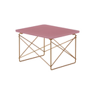 The powder pink and toffee Eames Wire Base Low Table, Herman Miller x HAY from Herman Miller at an angle.