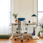 The Embody Chair from Herman Miller with blue grotto medley fabric in an office space. all-groups