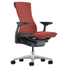 The Embody Chair from Herman Miller with canyon sync fabric, graphite and titanium frame, and hard floor or carpet casters.