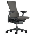 The Embody Chair from Herman Miller with charcoal medley fabric, graphite and graphite frame, and hard floor or carpet casters.