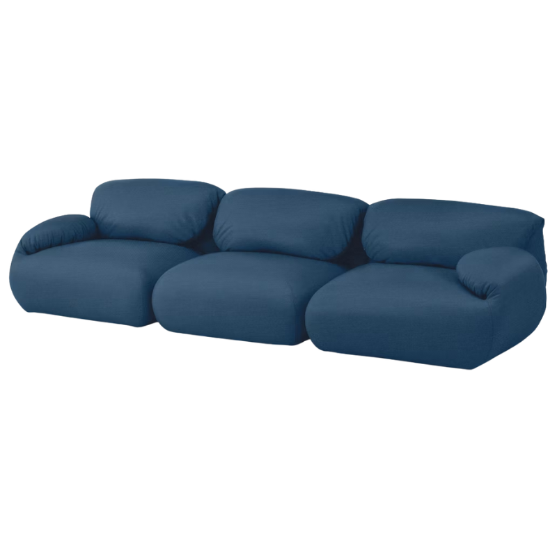 The Luva Three Seater Modular Sofa from Herman Miller in Denim Mode upholstery.