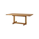 The 75 inch white oak Land Dining Table from Herman Miller at an angle.