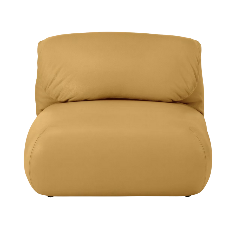 The Leather Luva Modular Armless Chair Raise Leather Maize from Herman Miller.