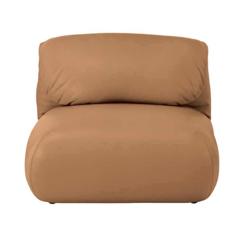 The Leather Luva Modular Armless Chair Raise Leather Sand from Herman Miller.