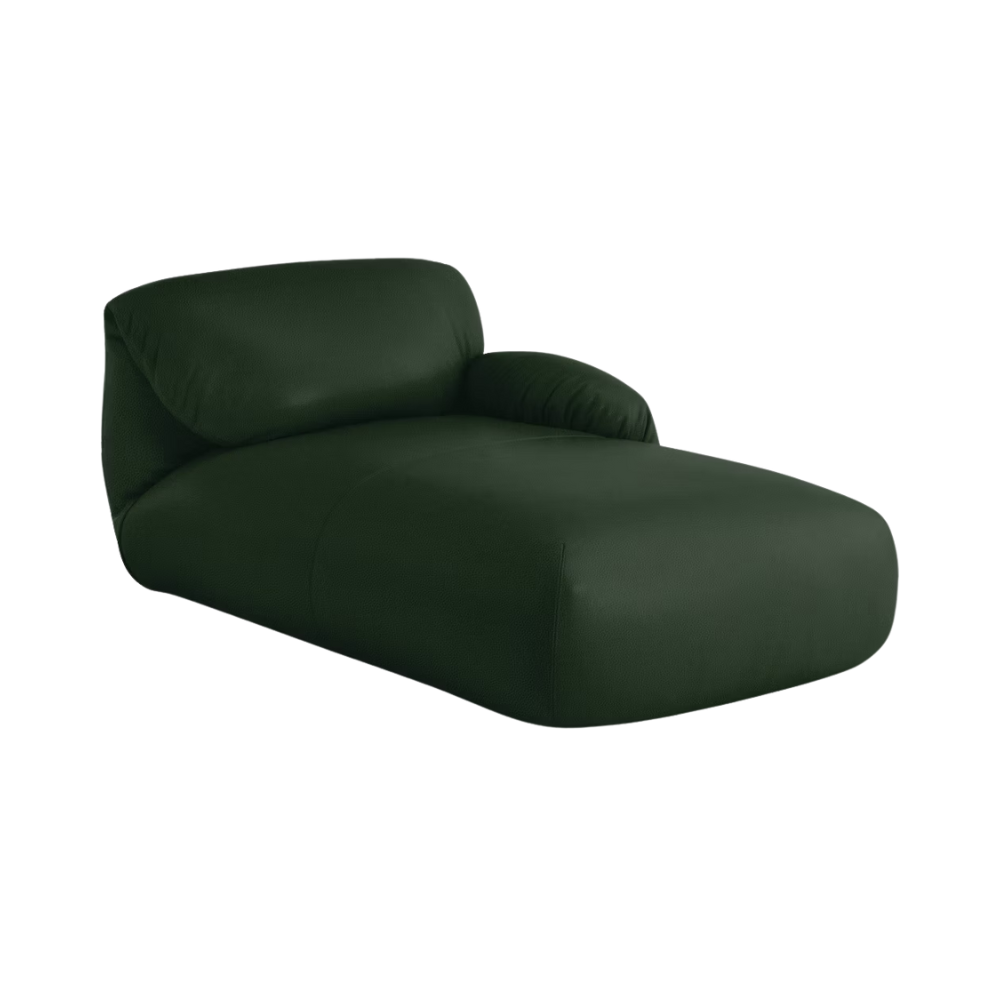 The Leather Luva Modular Chaise Raise Leather Verde Right from Herman Miller.