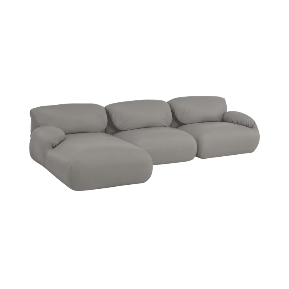 The Leather Luva Modular Three Seater Sectional Prone Leather Script Left from Herman Miller.