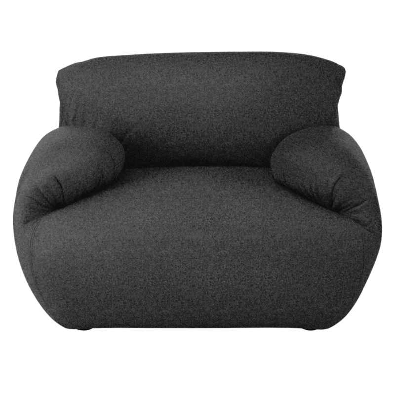 The Luva Modular Armchair from Herman Miller in Heathered Black Cozy upholstery.