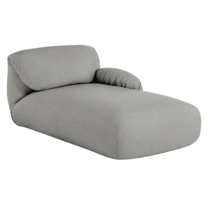 The right Luva Modular Chaise from Herman Miller in Heathered Cool Grey Cozy upholstery.