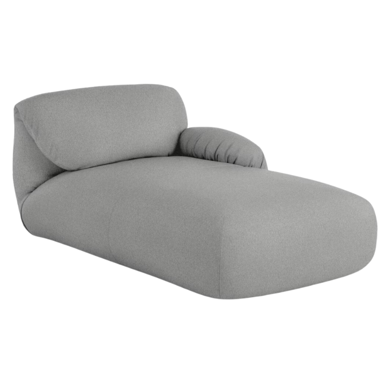 The right Luva Modular Chaise from Herman Miller in Warm Grey Cozy upholstery.
